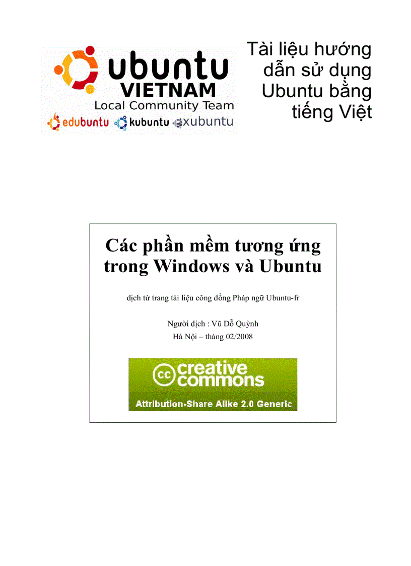 Các phần mềm tương ứng trong Windows và Ubuntu