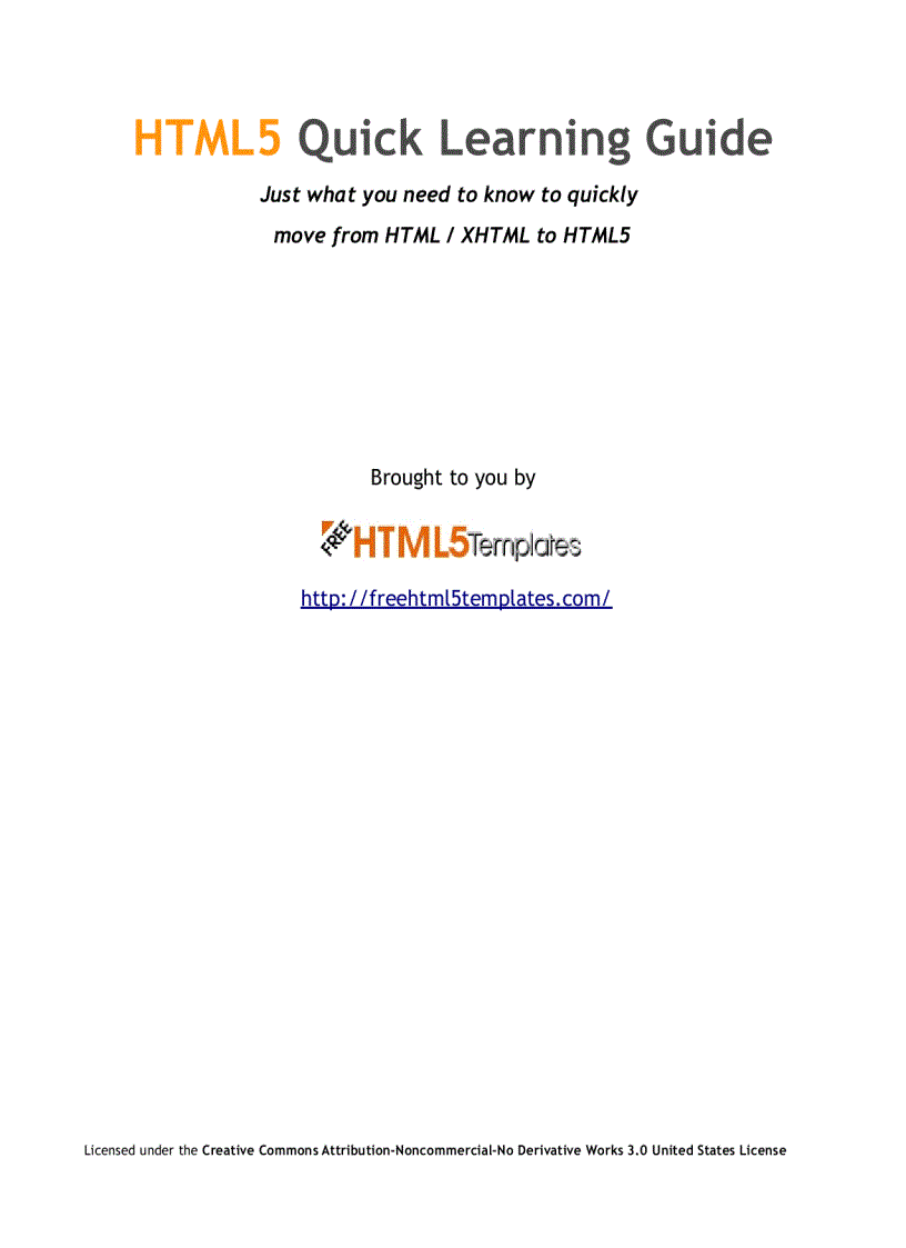 HTML5 Quick Learning Guide
