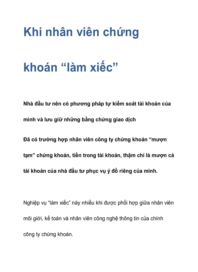 Khi nhân viên chứng khoán làm xiếc