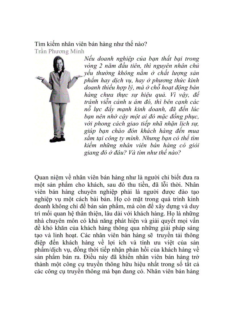 Tìm kiếm nhân viên bán hàng như thế nào