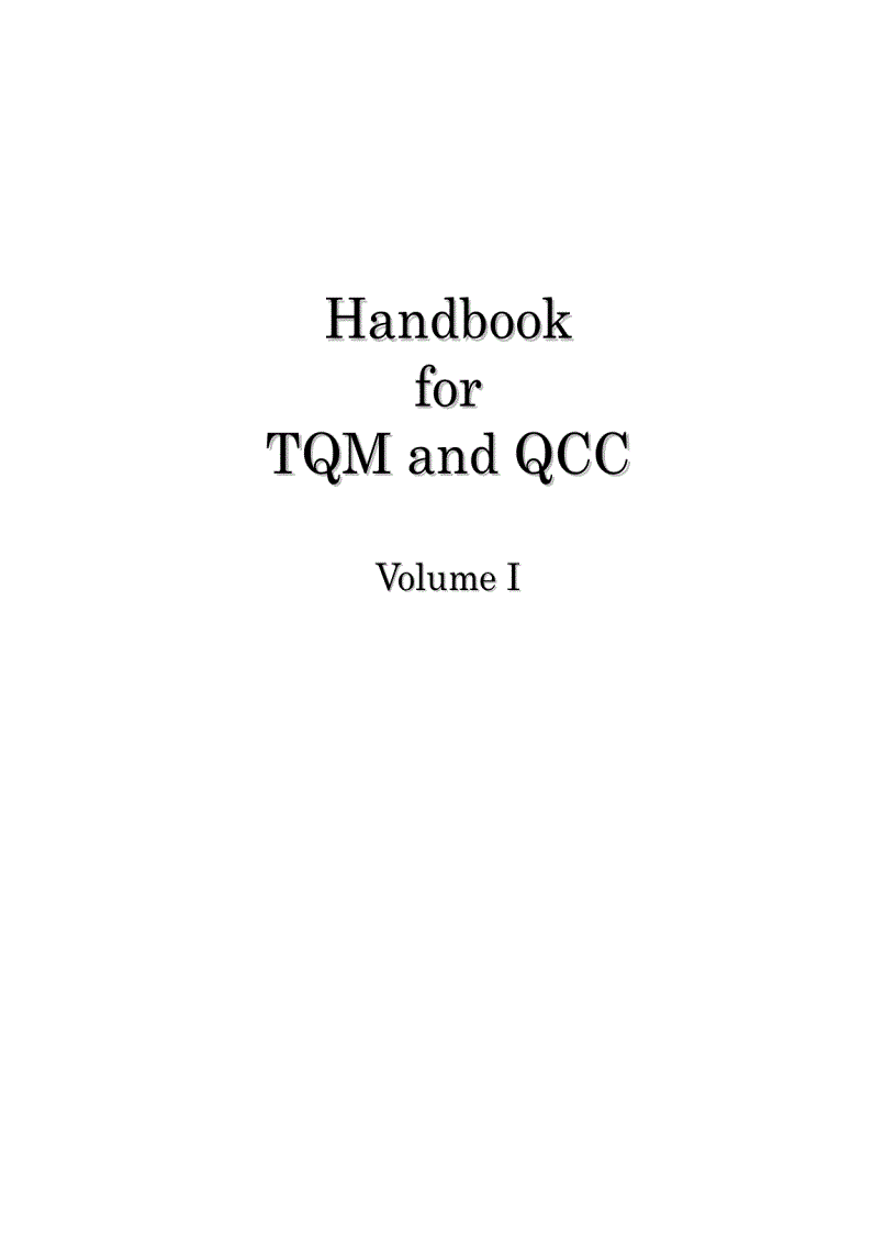 Handbook for TQM v QCC