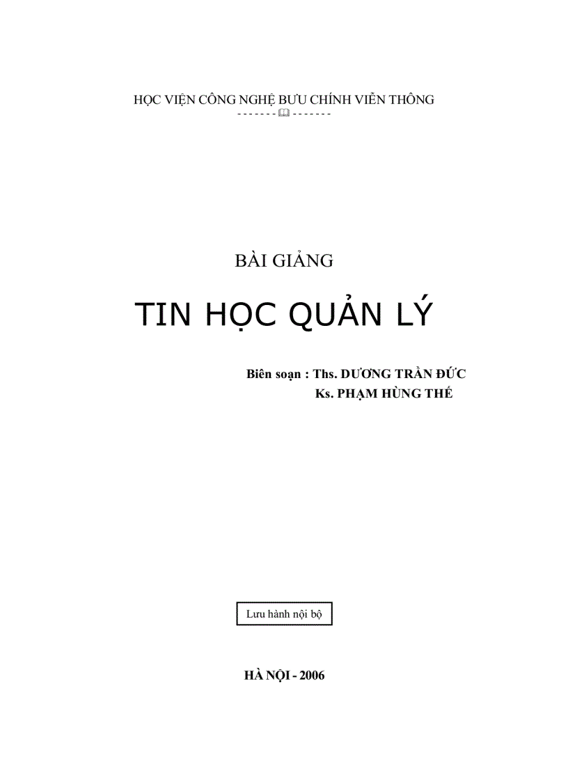 Giáo trình tin học quản lý