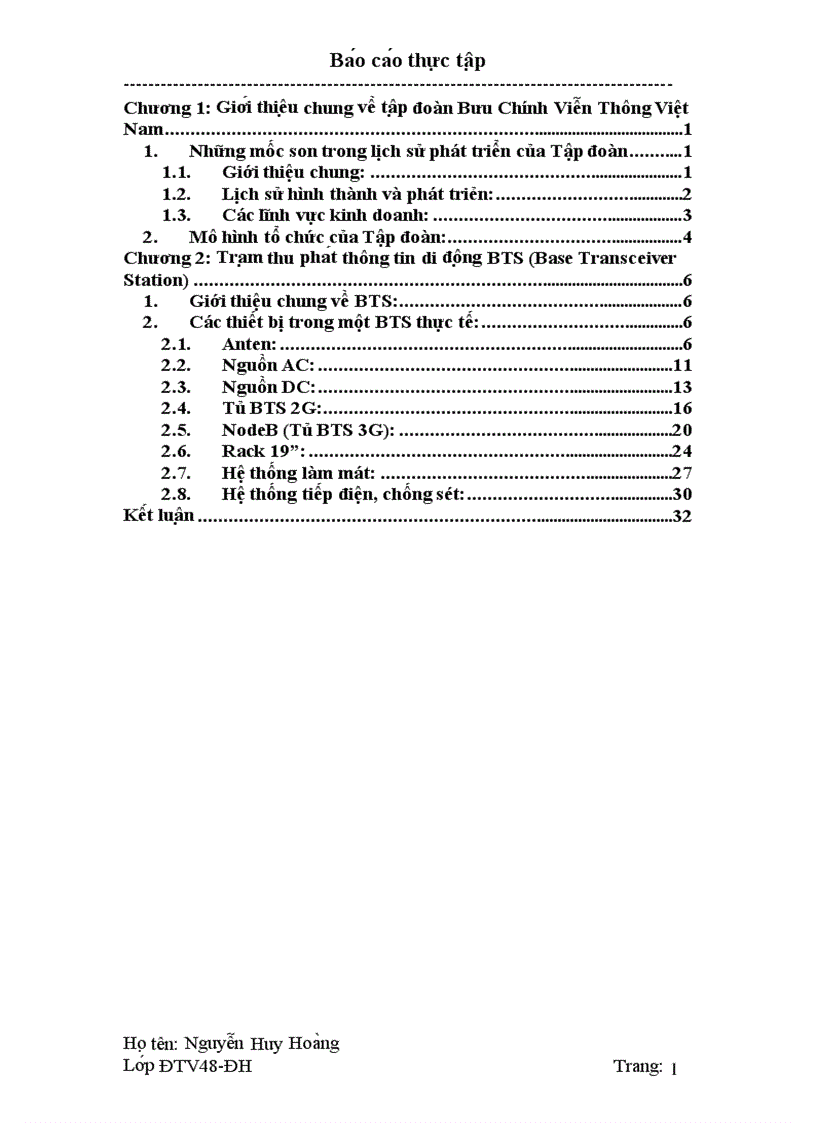 Thực tập tại Trạm thu phát thông tin di động BTS Base Transceiver Station VNPT
