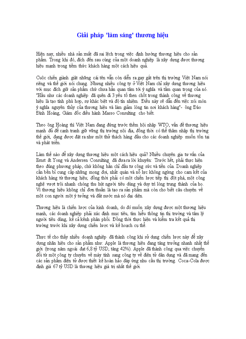 Giải pháp làm sáng thương hiệu