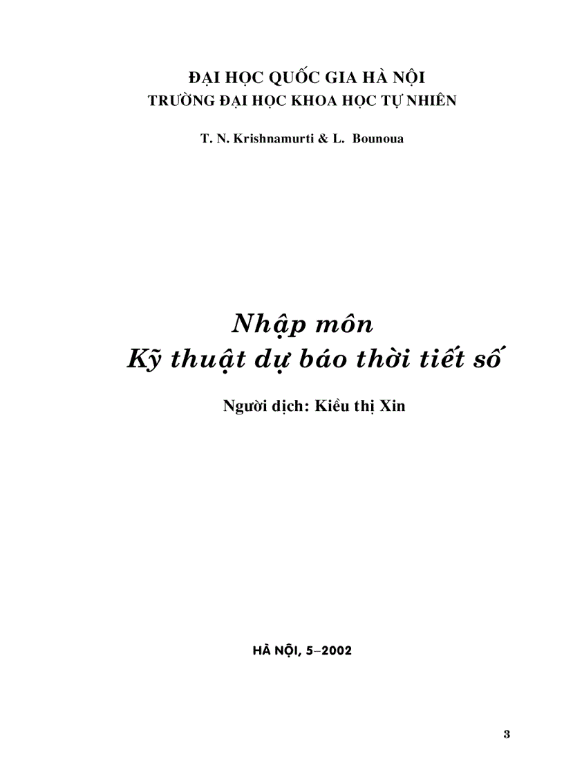 Nhập môn kỹ thuật dự báo thời tiết số