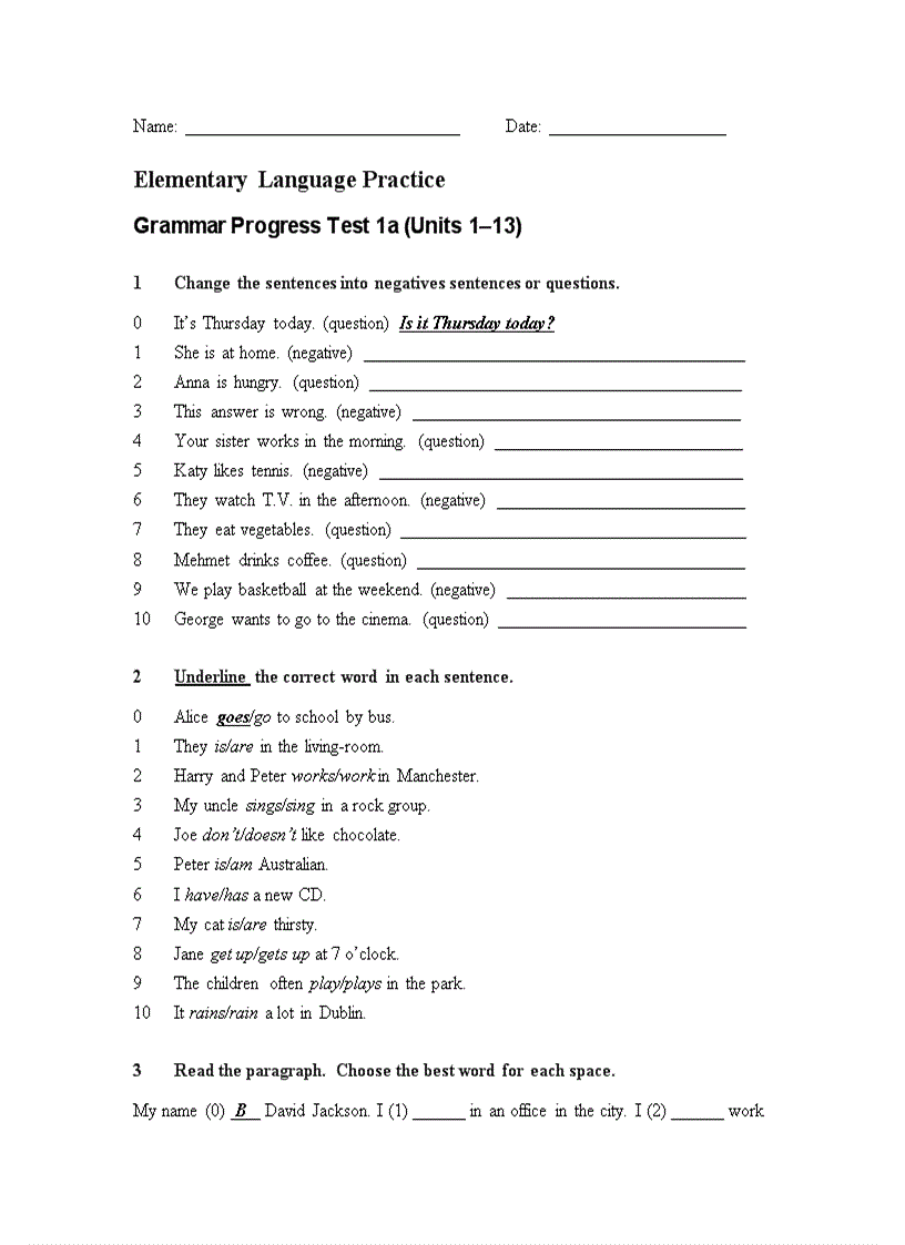 Elementary Language Practice