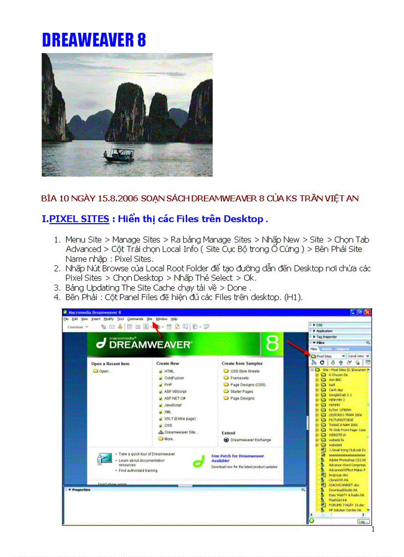 Giáo trình DREAMWEAVER8 Bài 10 Hiệu chỉnh Site