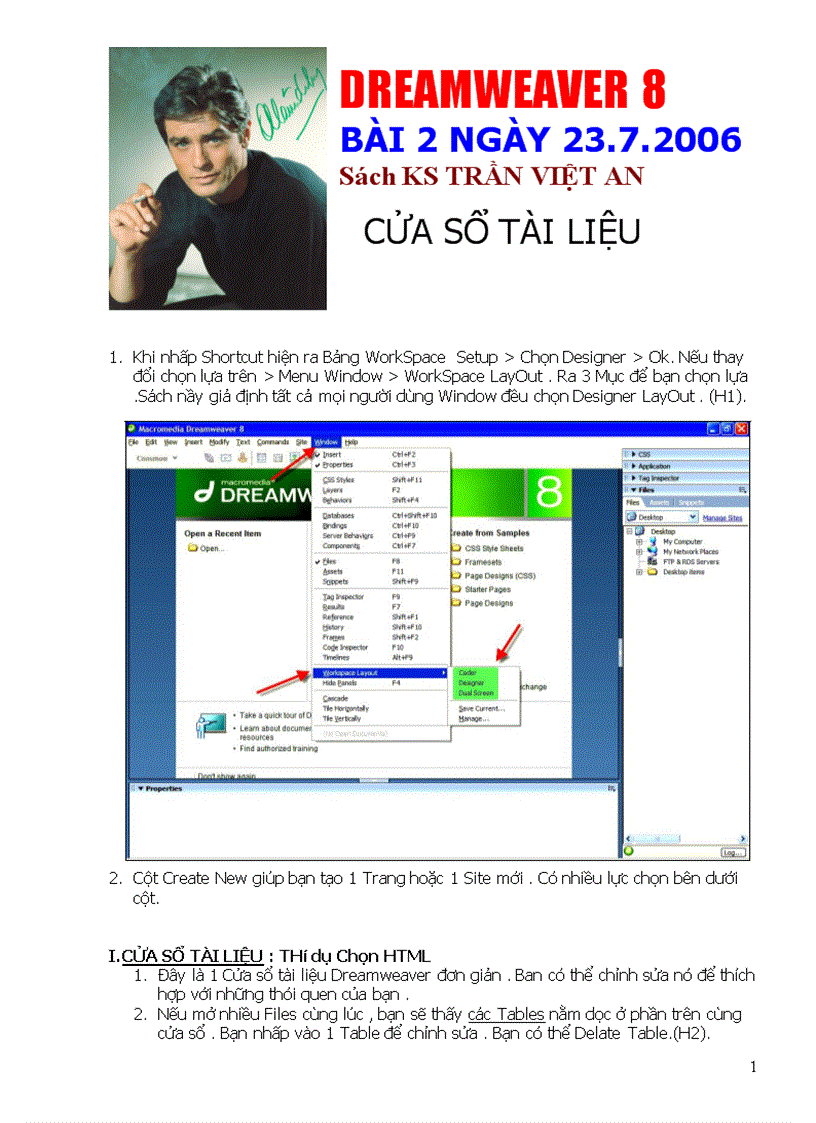 Giáo trình DREAMWEAVER8 Bài 2 Cửa sổ tài liệu