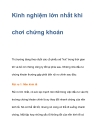 Kinh nghiệm lớn nhất khi chơi chứng khoán