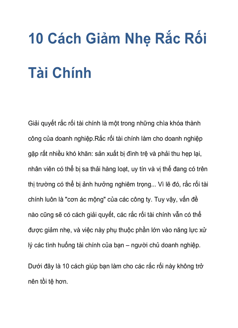 Rắc rối tài chính cần tránh