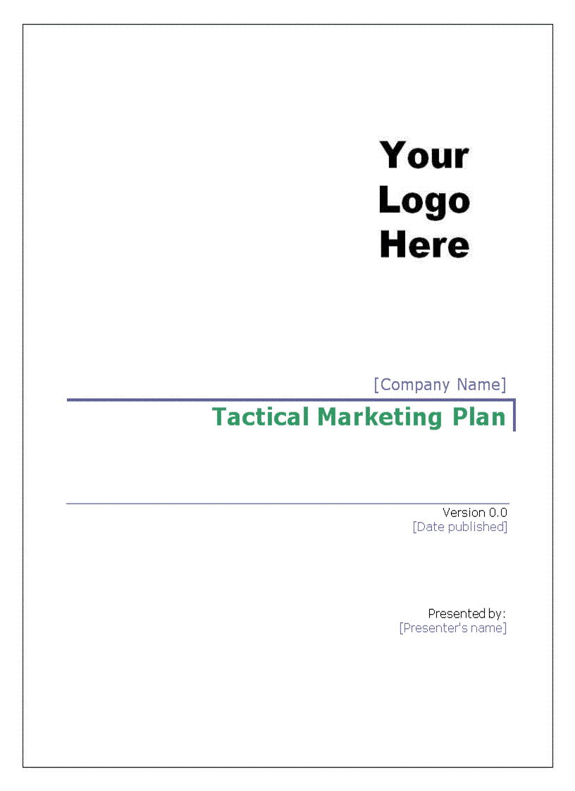 Tactical marketing plan kế hoạch chiến thuật chào hàng