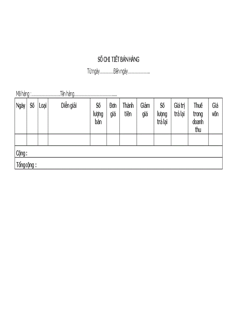 Sổ chi tiết bán hàng