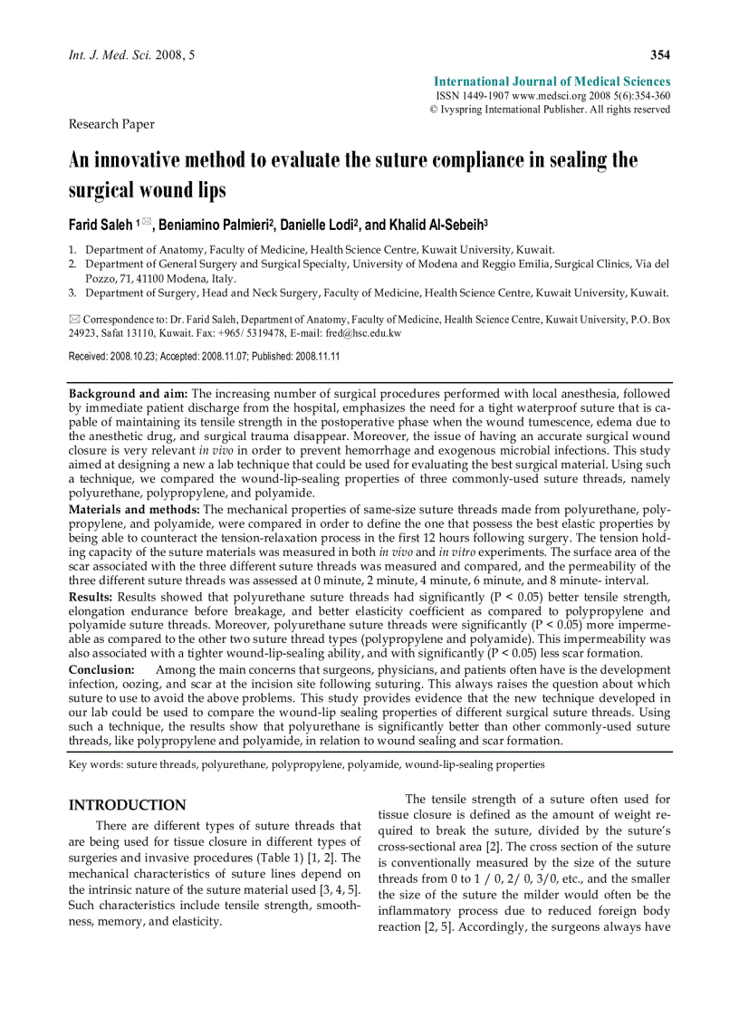 Báo cáo y học An innovative method to evaluate the suture compliance in sealing the surgical wound lip