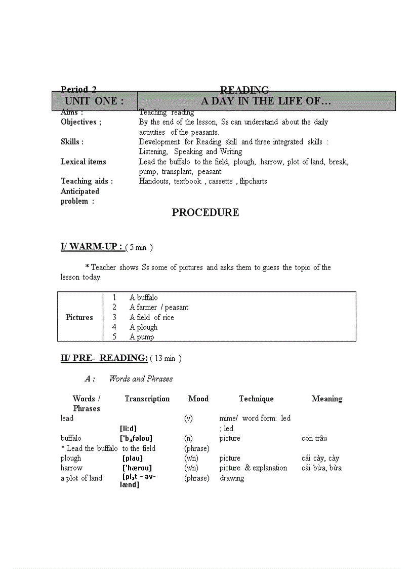 Giáo án tiếng anh lớp 10 unit 1 Reading