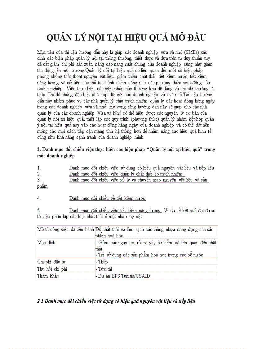 Qủan lý nội tại hiệu quả