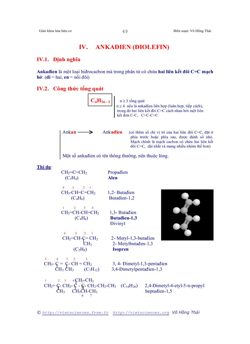 Giáo khoa hóa hữu cơ Biên soạn Võ Hồng Thá IV ANKAĐIEN ĐIOLEFIN