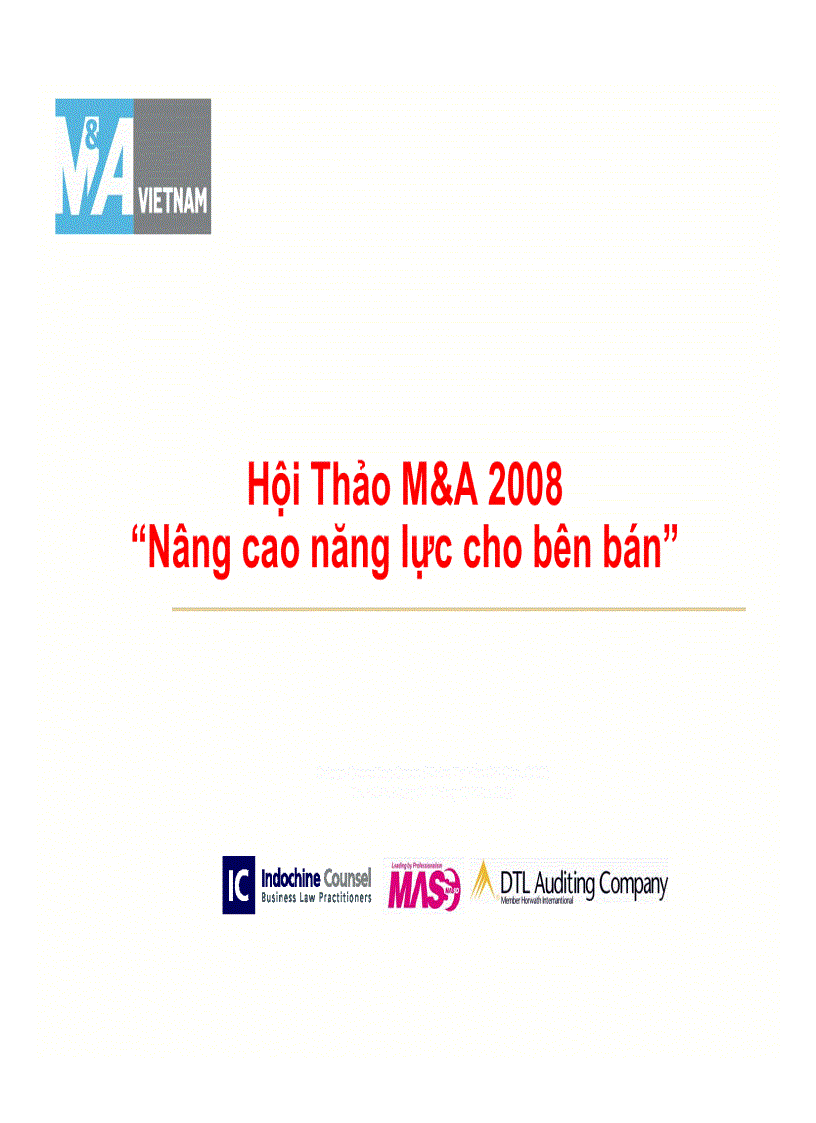 Hội thảo M A 2008 hội thảo năng lực bán hàng