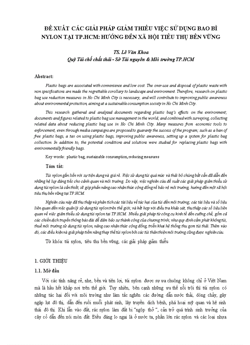 Các giải pháp giảm thiểu việc sử dụng bao bì nylon tại tp hcm Hướng đến xã hội tiêu thụ bền vững