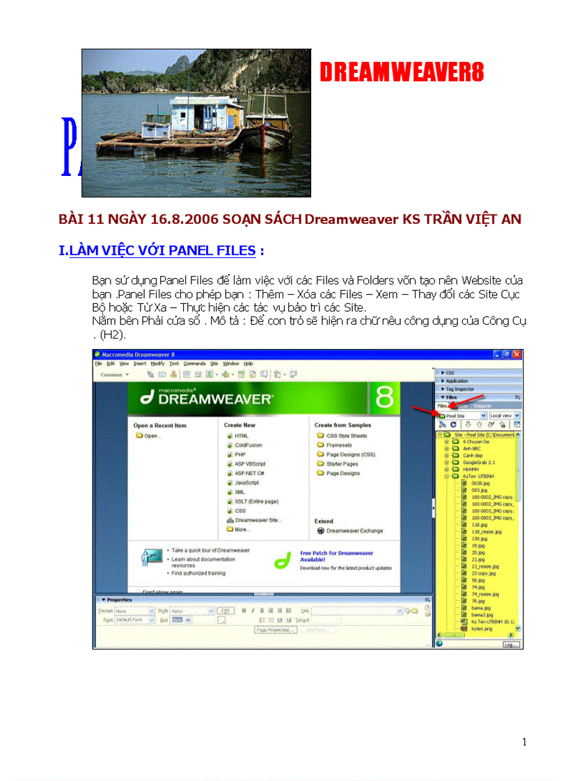 Giáo trình DREAMWEAVER8 Bài 11 PanelFiles