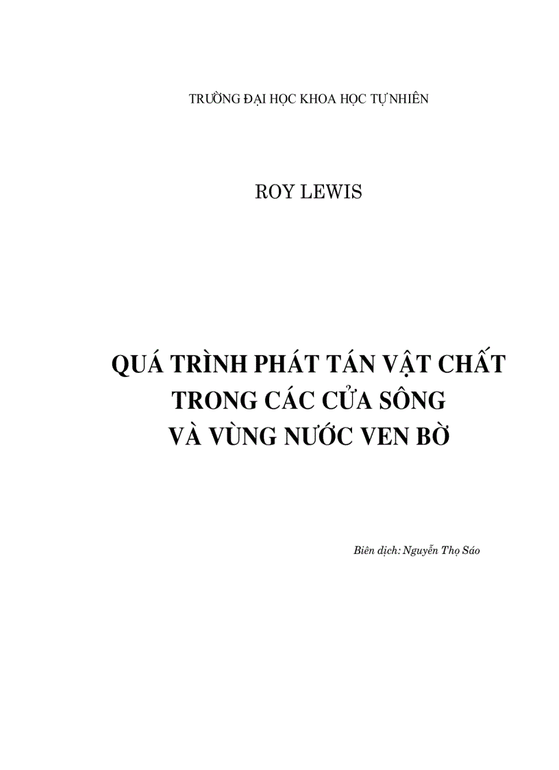 Quá trình phát tán vật chất trong các cửa sông và vùng nước ven bờ