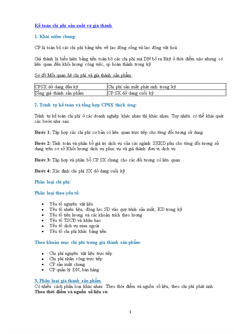 Kế toán chi phí sản xuất và giá thành 1
