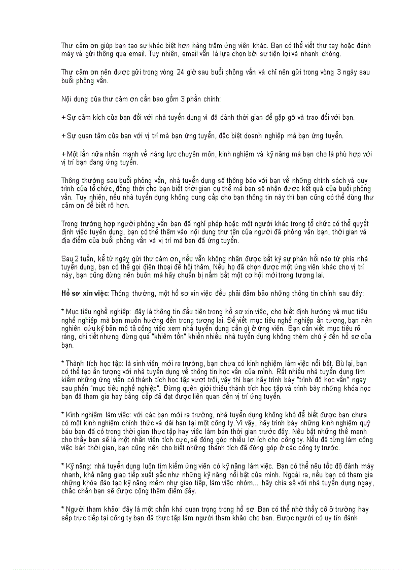 Thu cam on giup ban tao su khac biet hon hang tram ung vien khac