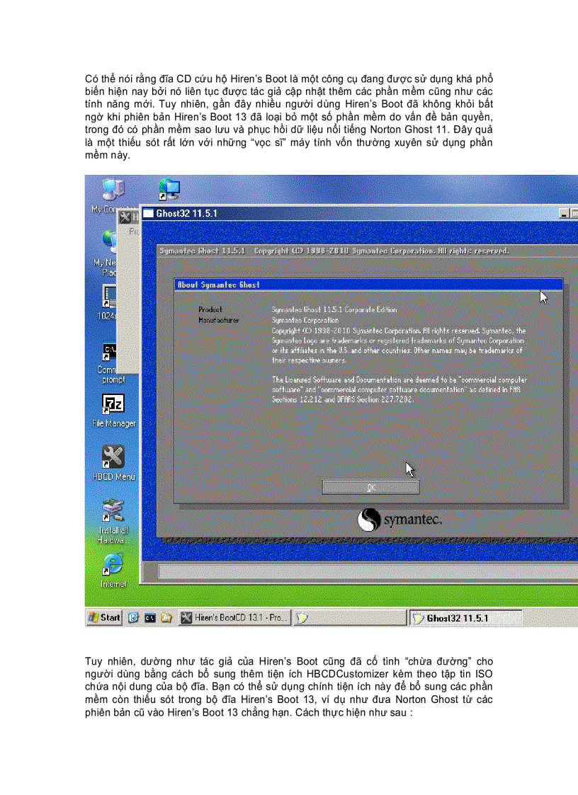 Tích hợp Norton Ghost vào đĩa Hiren s Boot 13 x