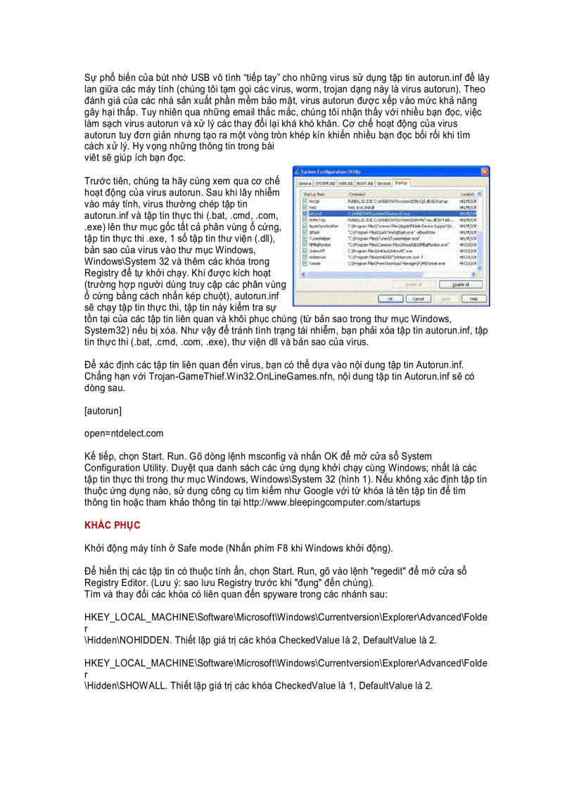 Nhiều bạn cần Làm sạch máy tính nhiễm virus autorun