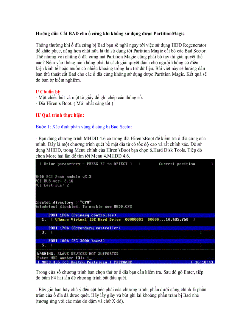 Hướng dẫn Cắt BAD cho ổ cứng khi không sử dụng được PartitionMagic
