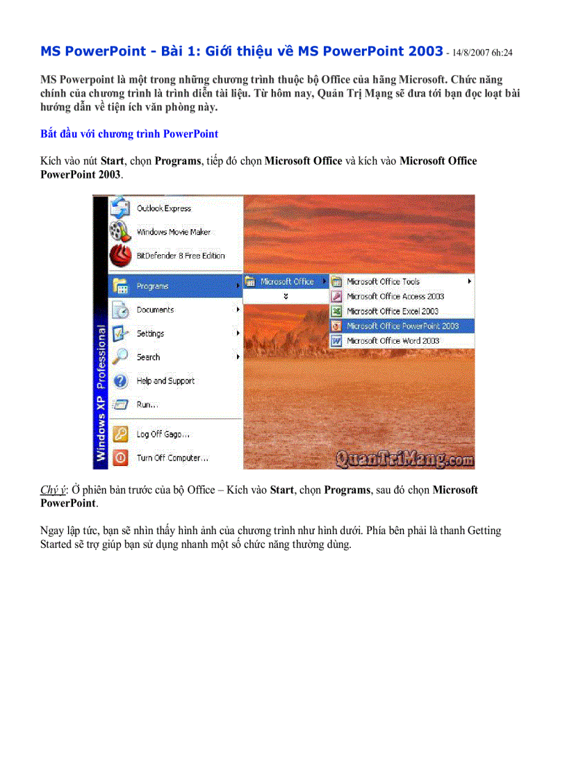 Hướng dẫn sử dụng MS PowerPoint 2003