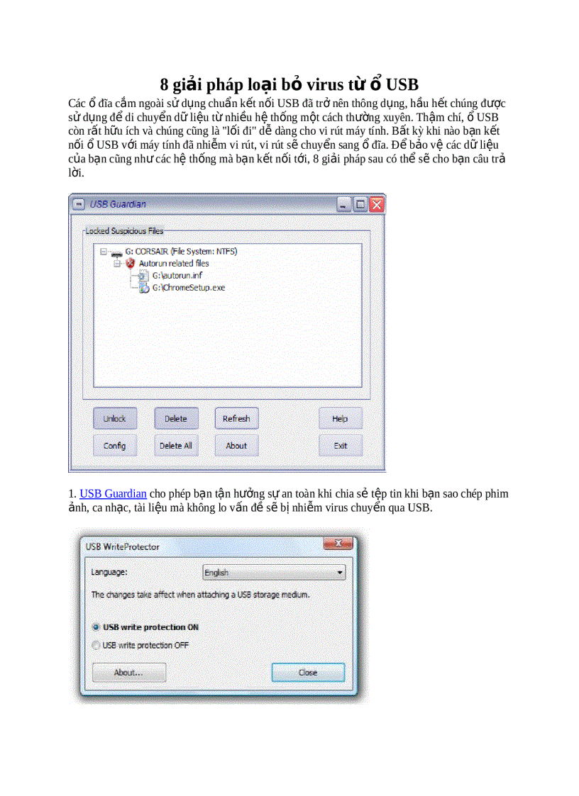 8 giải pháp loại bỏ virus từ ổ USB