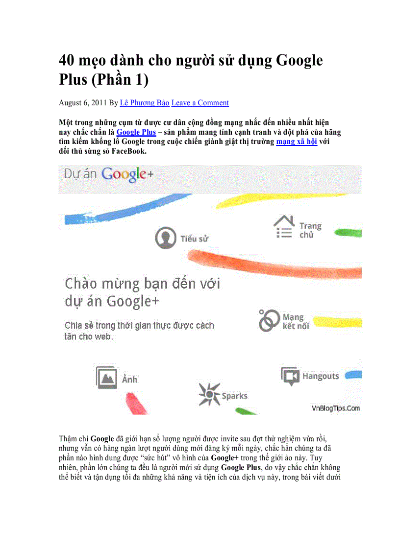 40 mẹo dành cho người sử dụng Google Plus Phần