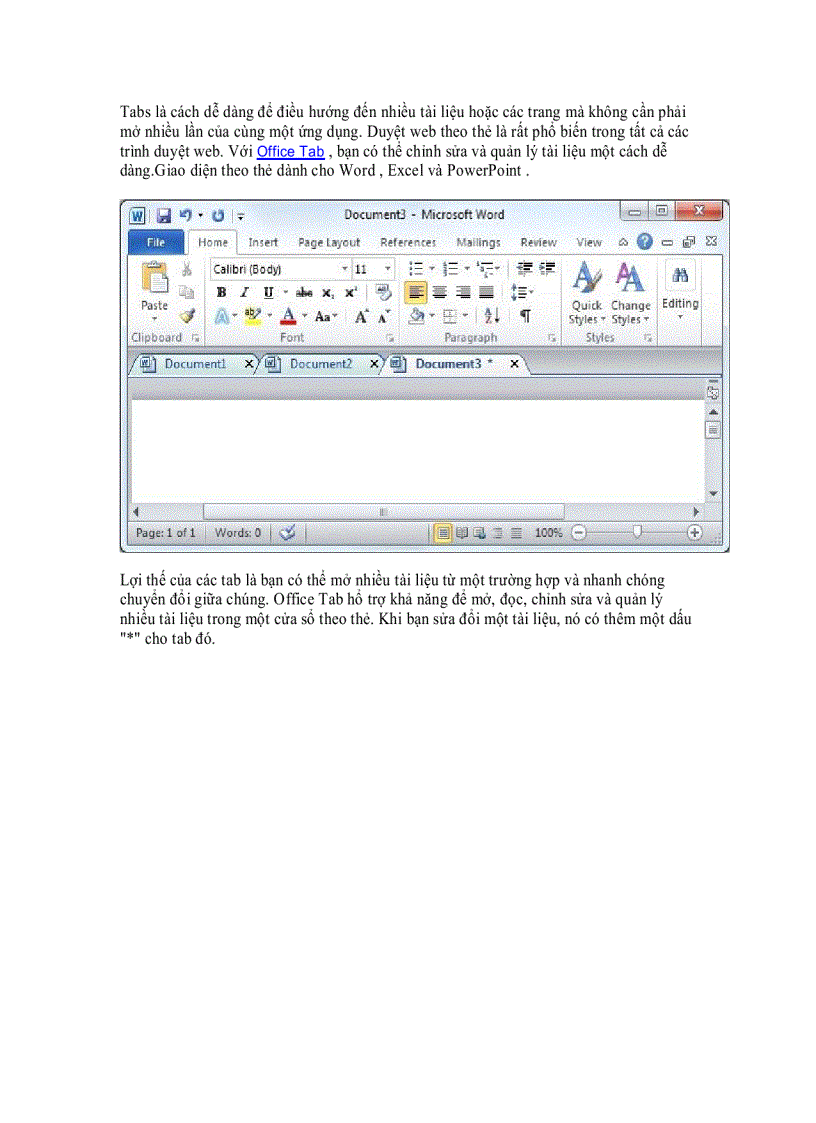 Biên tập và quản lý tài liệu theo thẻ tab cho Microsoft Office