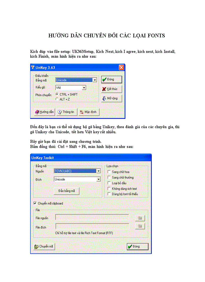 Hướng dẫn chuyển đổi các loại fonts