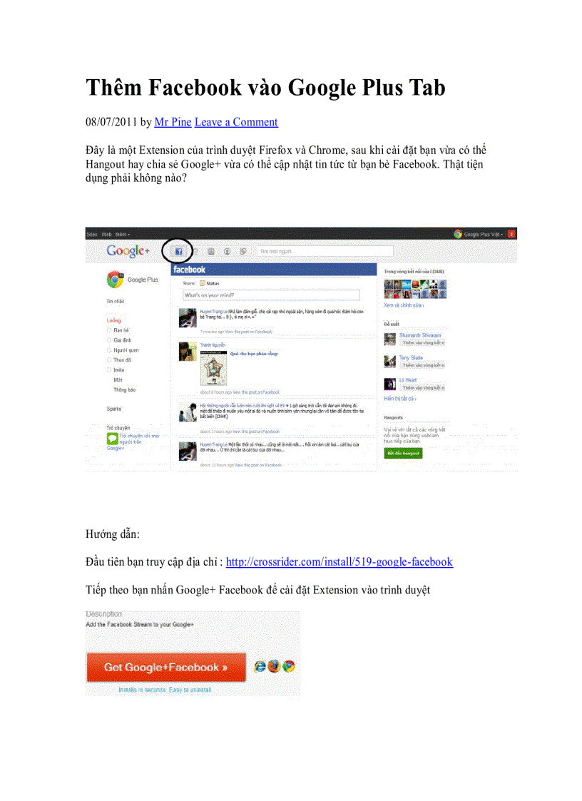 Thêm Facebook vào Google Plus Tab