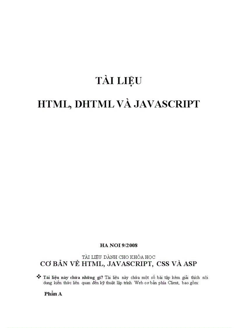 Tài liệu HTML DHTML VÀ JAVASCRIPT