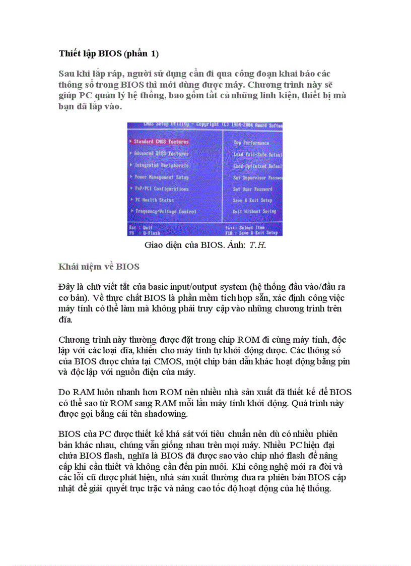 Thiết lập BIOS