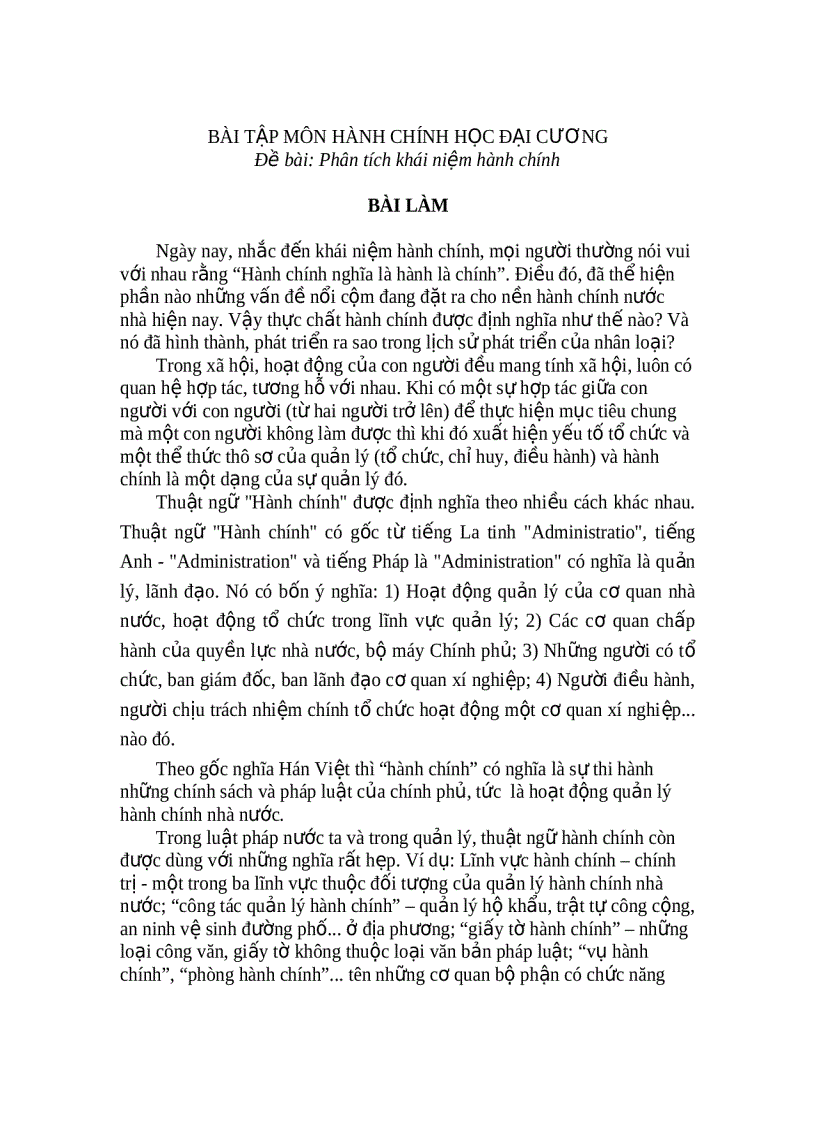 Phân tích khái niệm hành chính