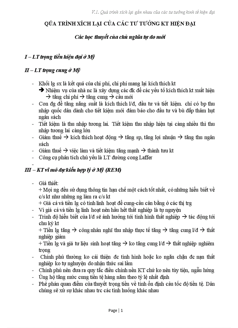 Các học thuyết của chủ nghĩa tự do mới