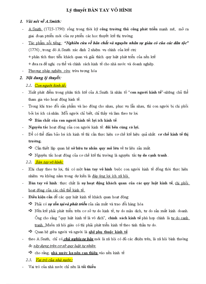 Lý thuyết BÀN TAY VÔ HÌNH