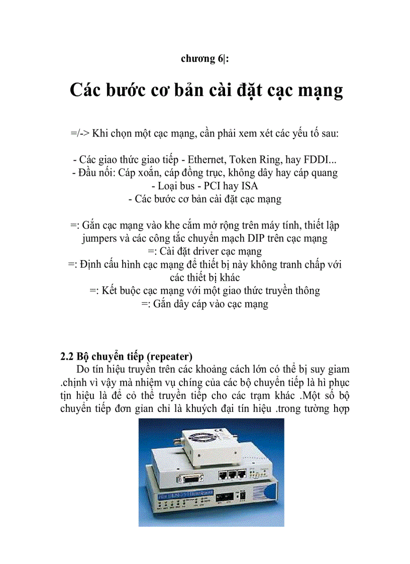 Bài giảng về thiết bị mạng