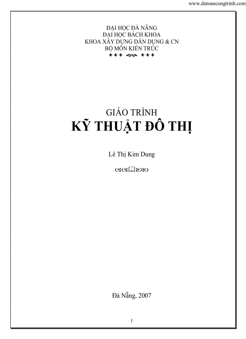 Tài liệu Giáo trình kỹ thuật đô thị kim dung