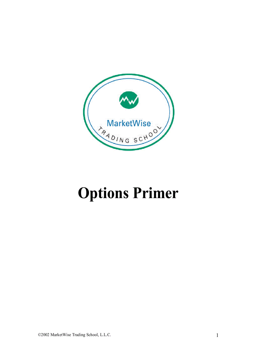 Options Primer Marketwise Trading School 2002 pdf