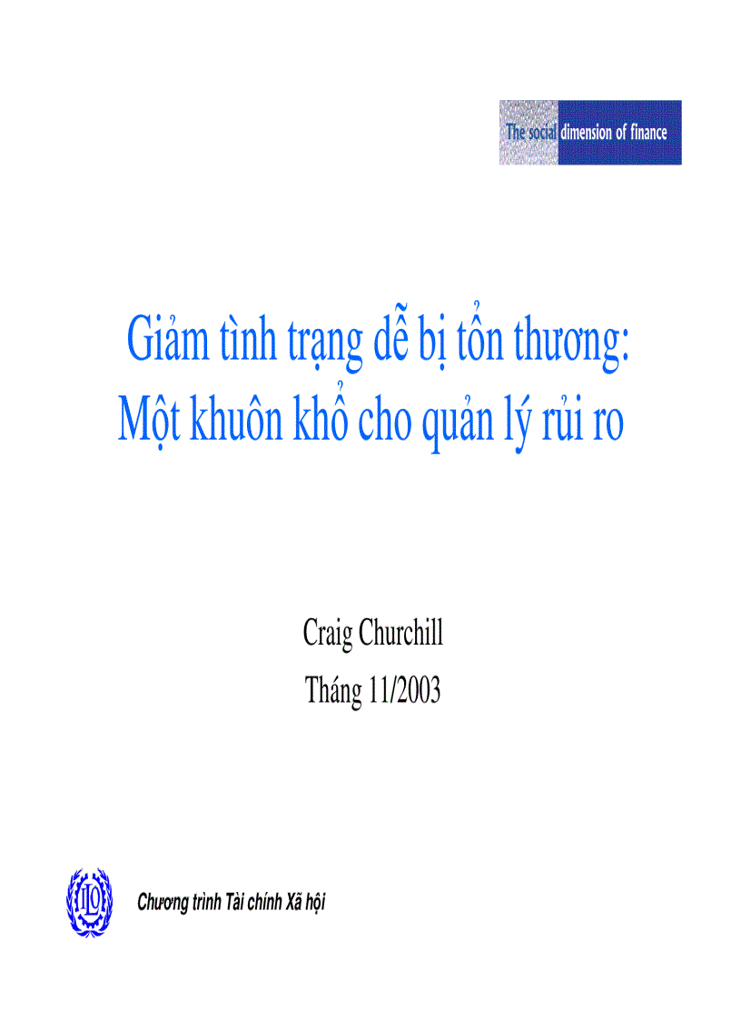 Giảm tình trạng dễ bị tổn thương Một khuôn khổ cho quản lý rủi ro 1