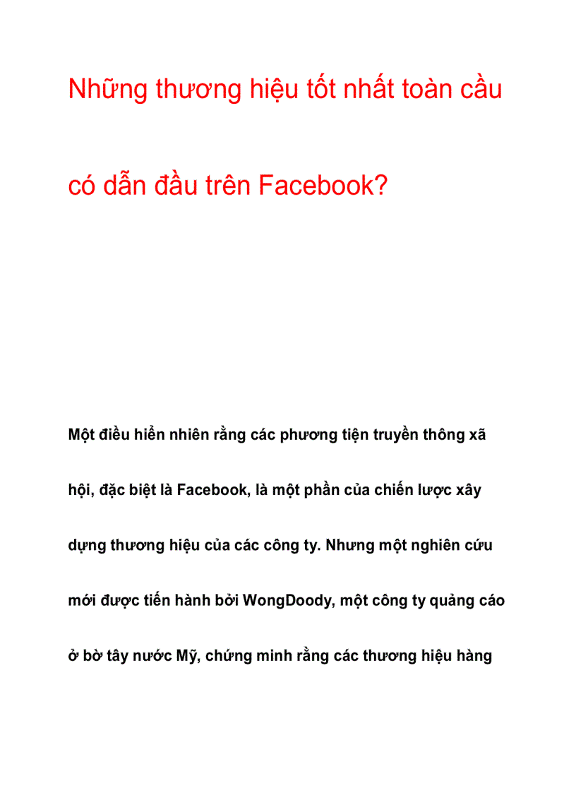 Những thương hiệu tốt nhất toàn cầu có dẫn đầu trên Facebook