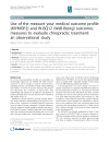 Báo cáo y học Use of the measure your medical outcome profile MYMOP2 and W BQ12 Well Being outcomes measures to evaluate chiropractic treatment an observational study