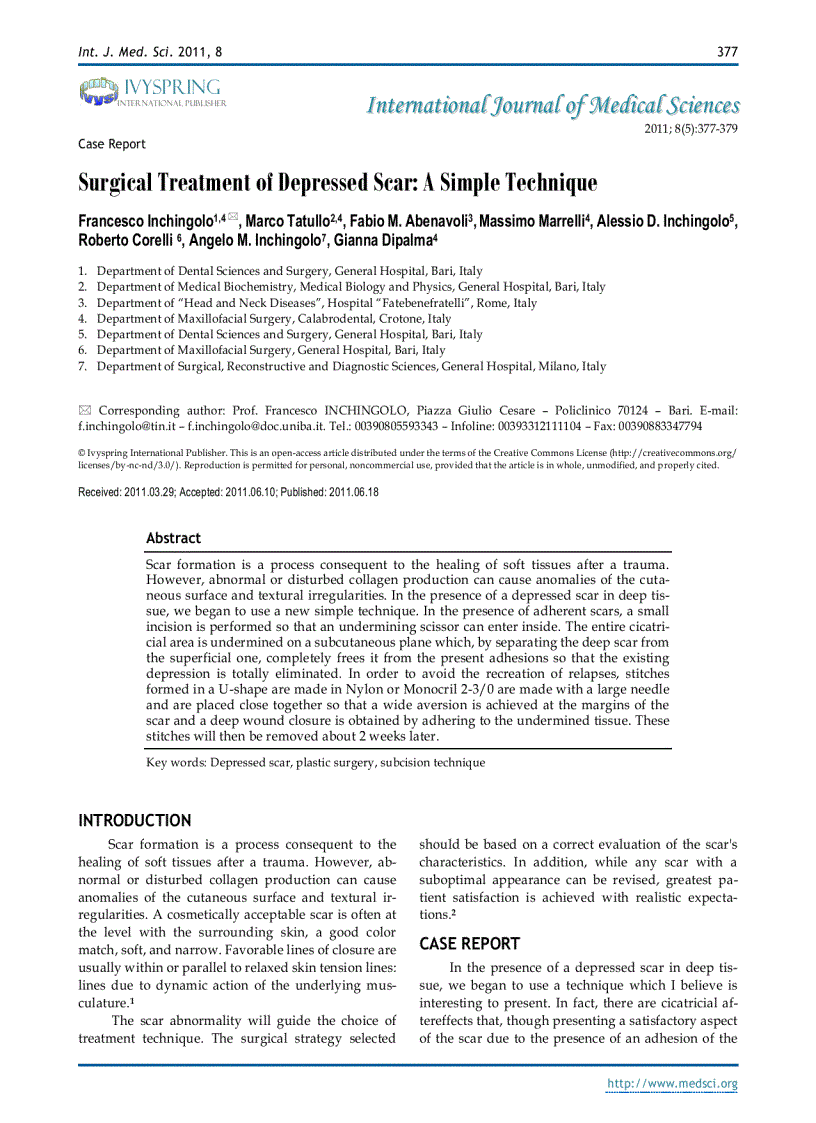 Báo cáo y học Surgical Treatment of Depressed Scar A Simple Technique