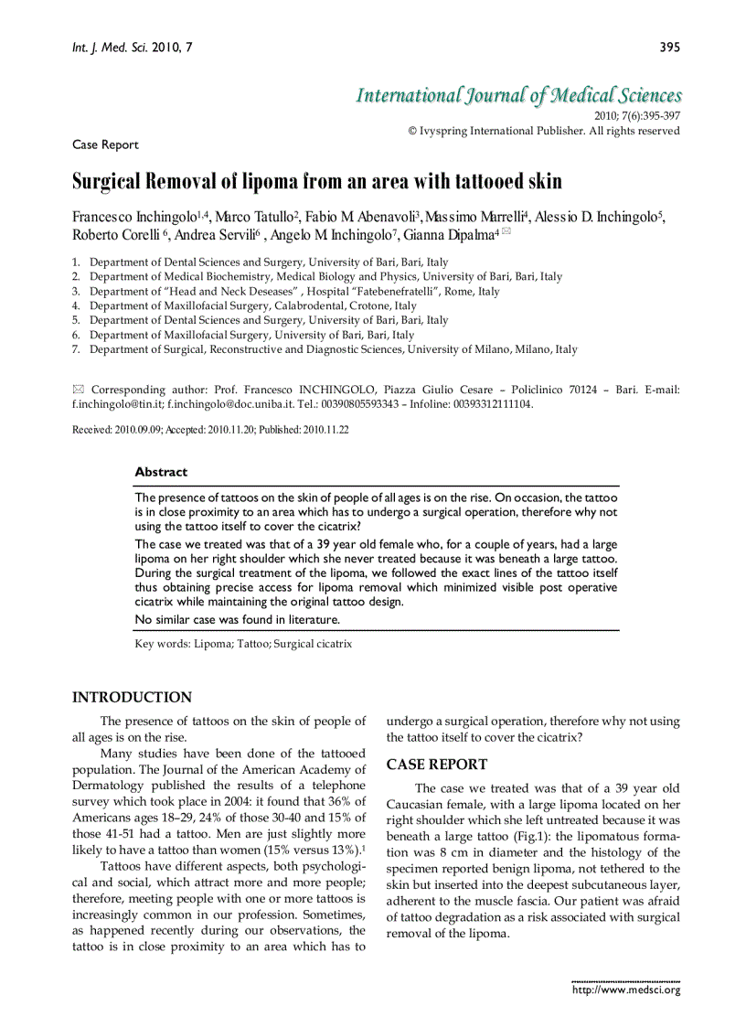 Báo cáo y học Surgical Removal of lipoma from an area with tattooed skin