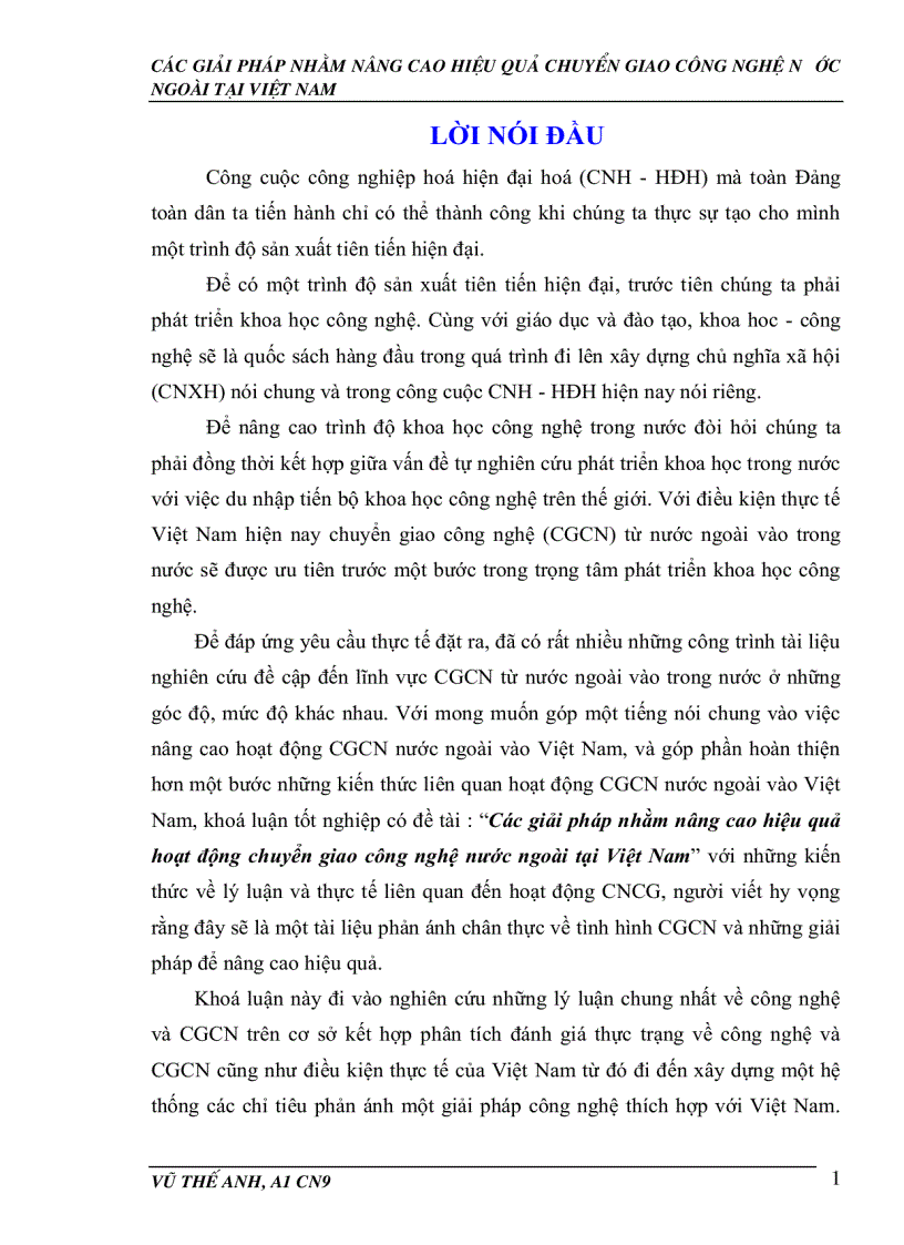 Các giải pháp nhằm nâng cao hiệu quả chuyển giao công nghệ tại việt nam