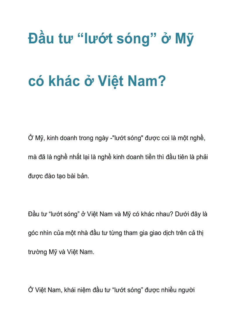 Đầu tư lướt sóng ở Mỹ có khác ở Việt Nam